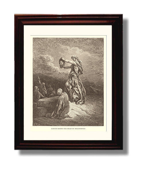 Judith and Holofernes Judith 13-1-10 Dore Bible Illustration Wall Art 8x10 Beveled Frame wall art print