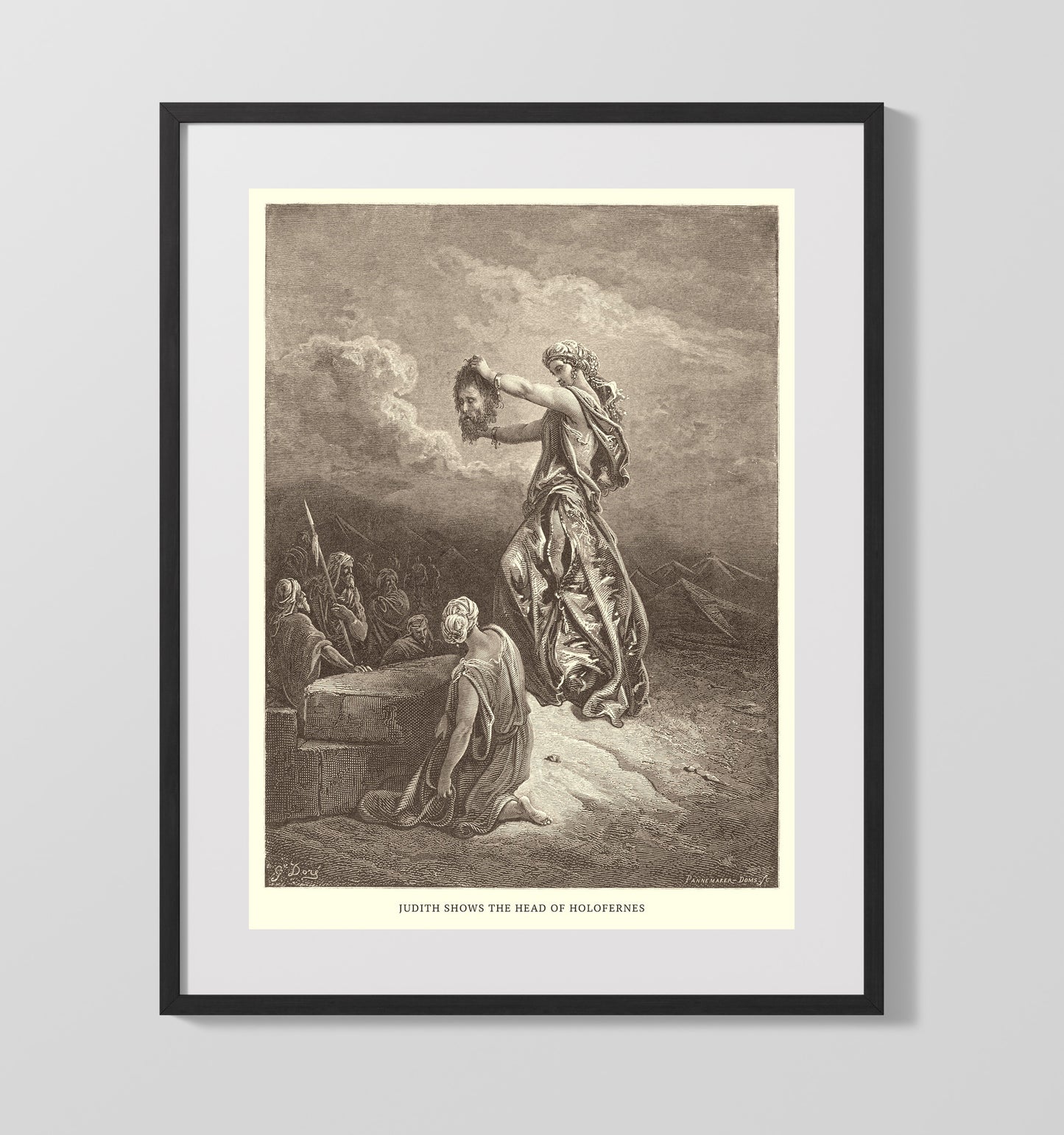 Judith and Holofernes Judith 13-1-10 Dore Bible Illustration Wall Art 16x20 Gallery Frame wall art print