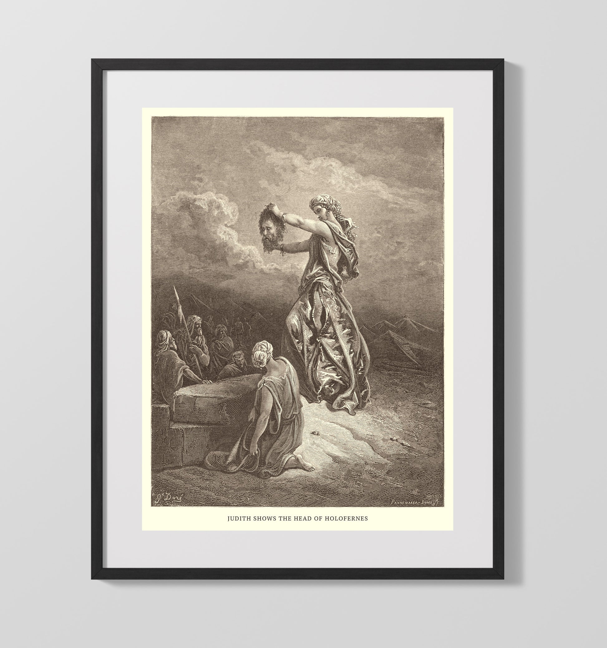 Judith and Holofernes Judith 13-1-10 Dore Bible Illustration Wall Art 16x20 Gallery Frame wall art print