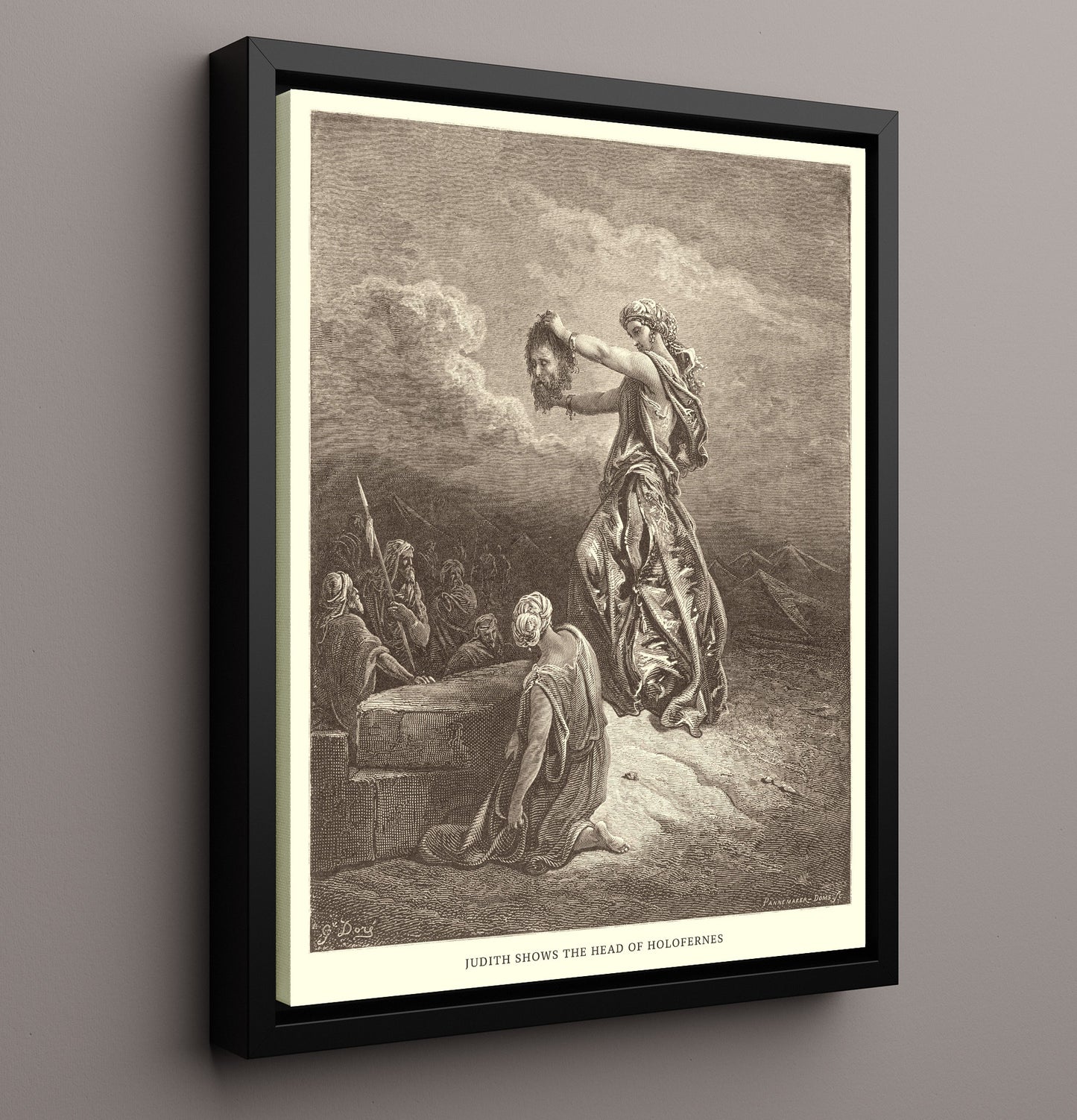 Judith and Holofernes Judith 13-1-10 Dore Bible Illustration Wall Art 16x20 Framed Canvas wall art print