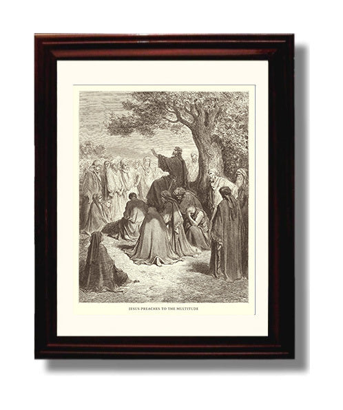 Lazarus Outside the Rich Mans House Luke 16:19-31 Dore Bible Illustration Wall Art 8x10 Beveled Frame wall art print