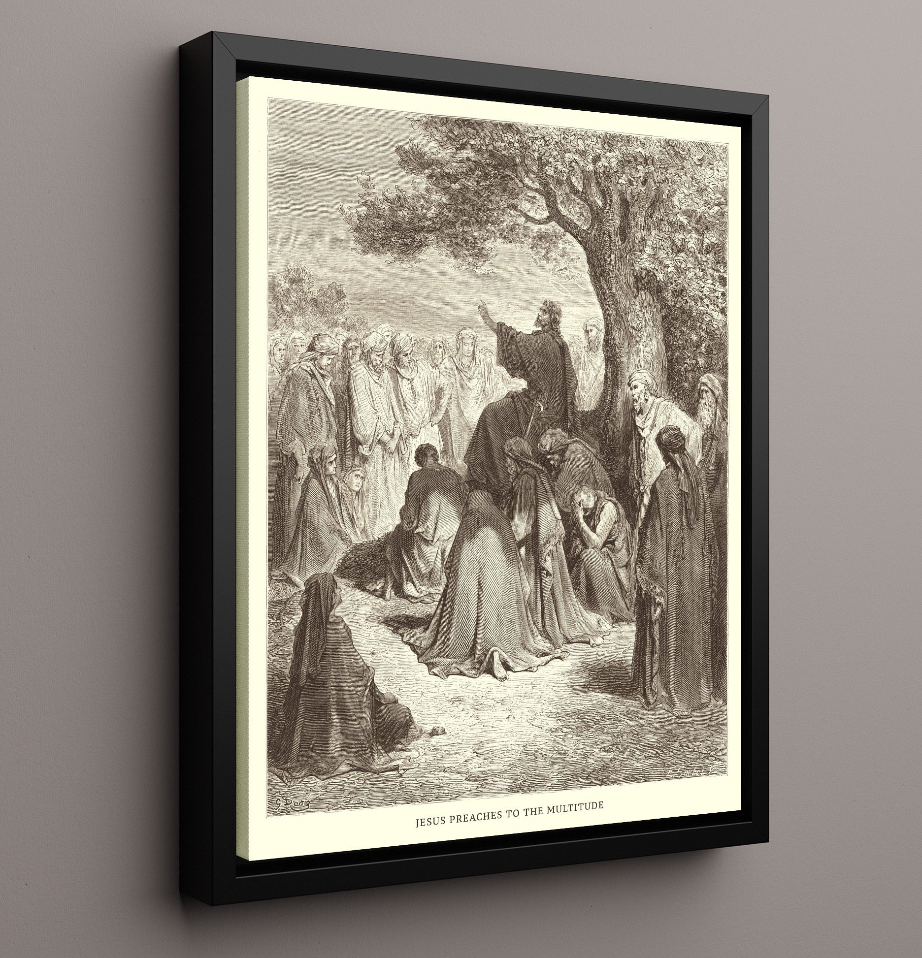 Lazarus Outside the Rich Mans House Luke 16:19-31 Dore Bible Illustration Wall Art 16x20 Framed Canvas wall art print