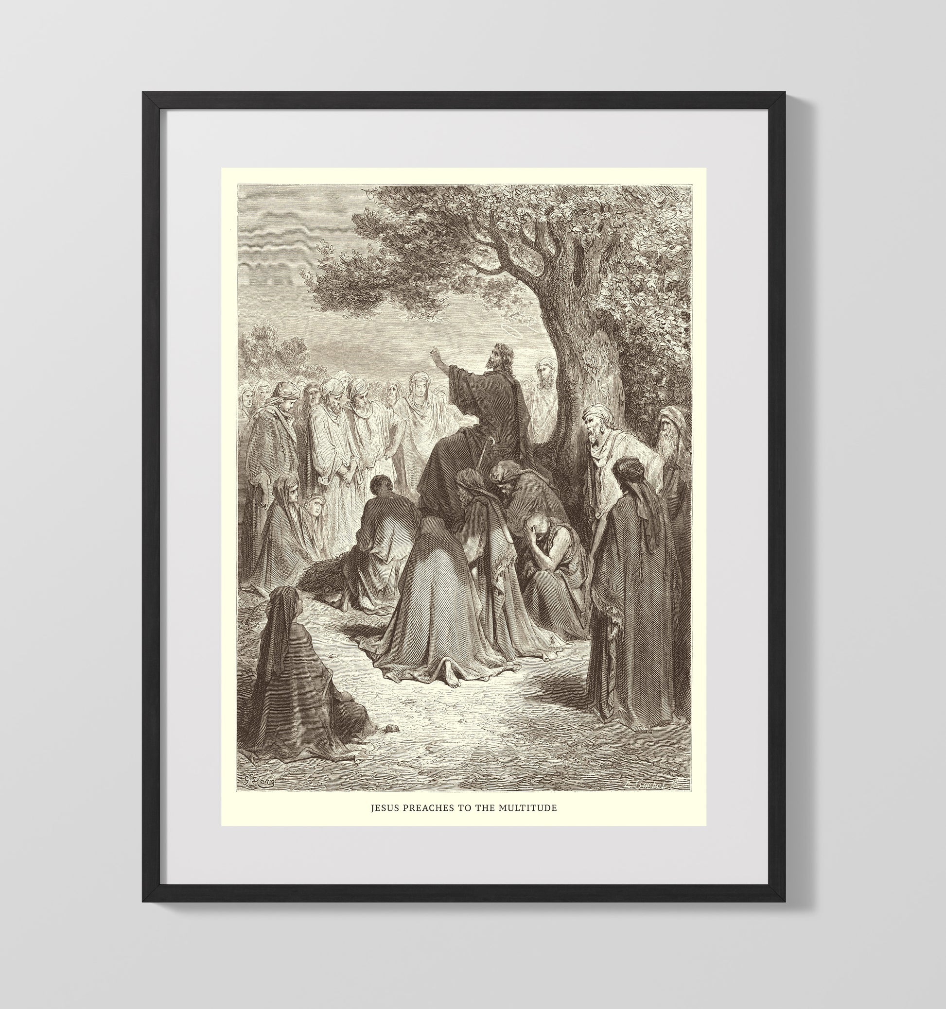 Lazarus Outside the Rich Mans House Luke 16:19-31 Dore Bible Illustration Wall Art 16x20 Gallery Frame wall art print