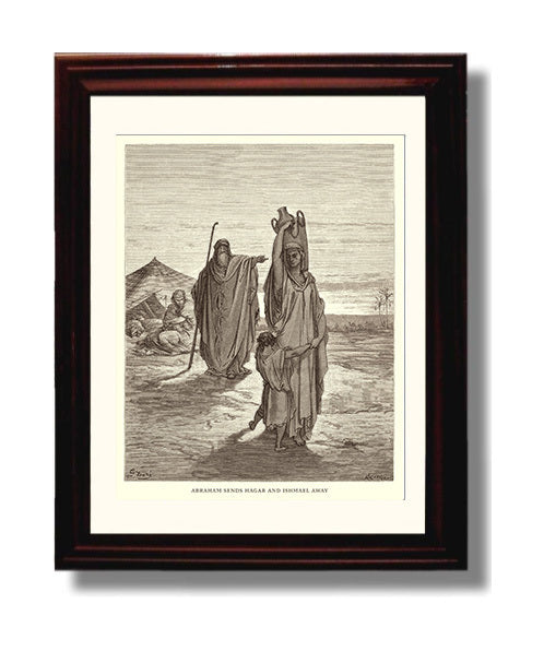 Lot Flees as Sodom and Gomorrah Burn Genesis 19:15-29 Dore Bible Illustration Wall Art 8x10 Beveled Frame wall art print