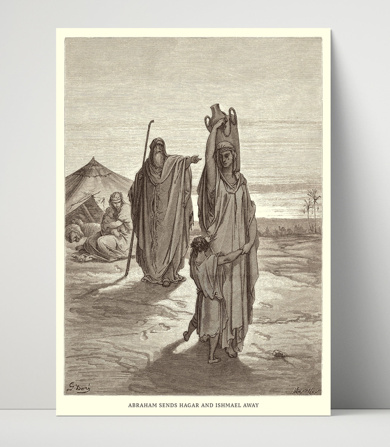 Lot Flees as Sodom and Gomorrah Burn Genesis 19:15-29 Dore Bible Illustration Wall Art 16x20 Unframed Print wall art print