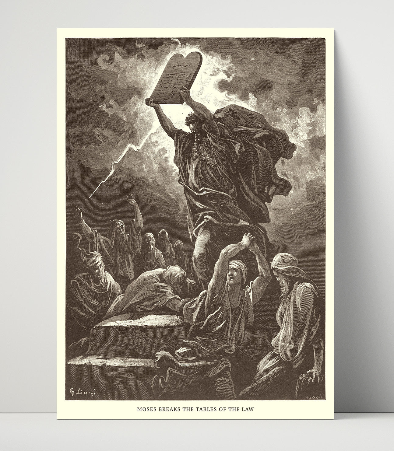 Moses Breaks the Tables of the Law Exodus 32:19 Dore Bible Illustration Wall Art 16x20 Unframed Print wall art print