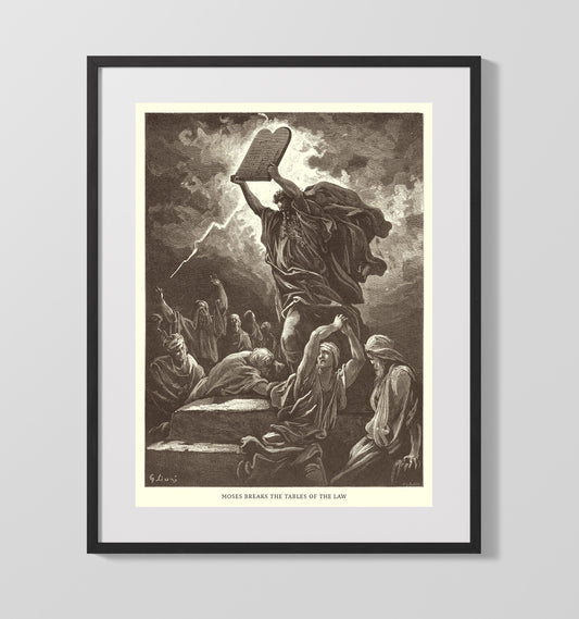 Moses Breaks the Tables of the Law - Exodus 32:19 - Doré - 16x20 Gallery Frame