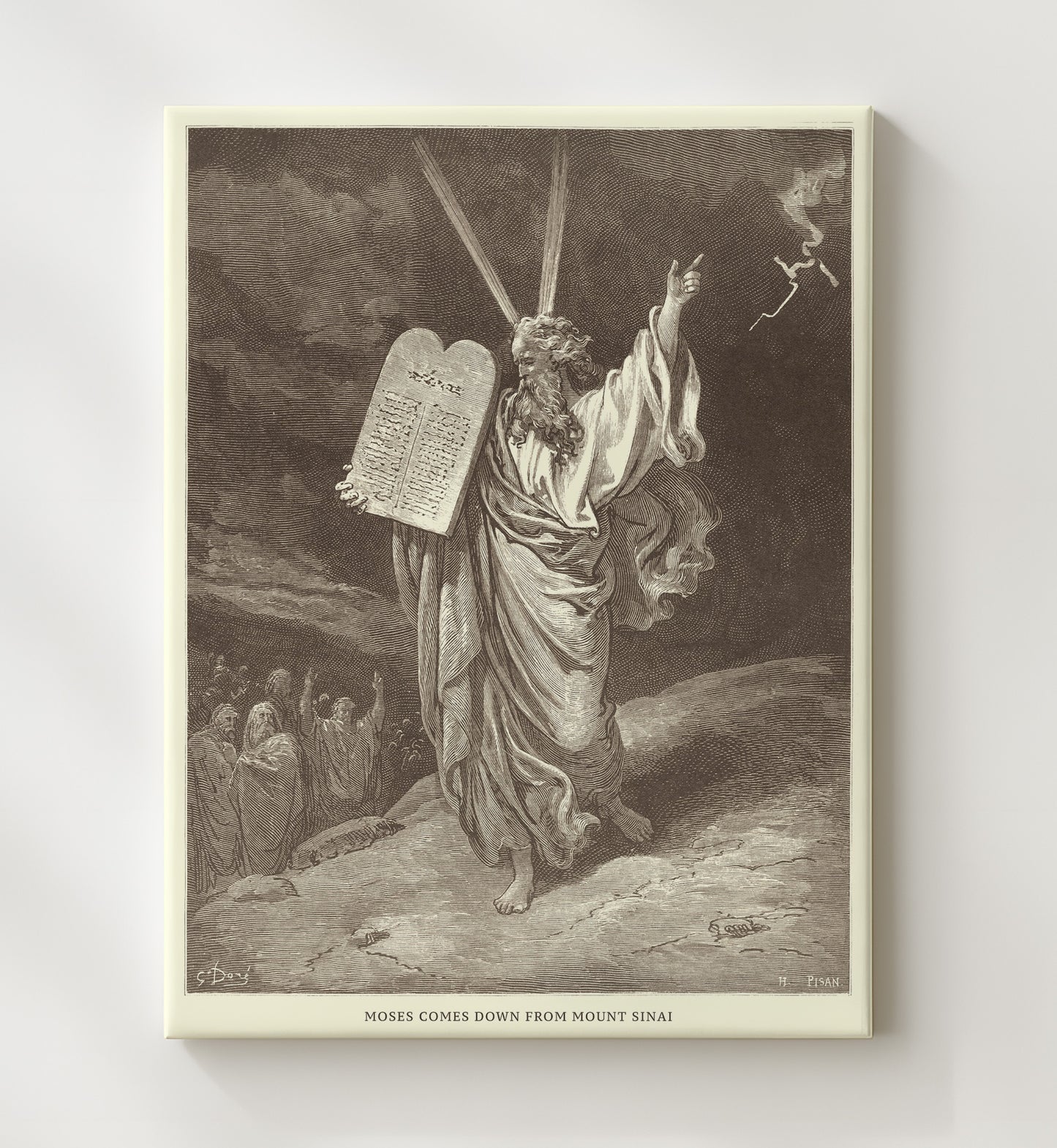 Moses Comes Down from Mount Sinai Exodus 34:29-35 Dore Bible Illustration Wall Art 20x24 Canvas wall art print