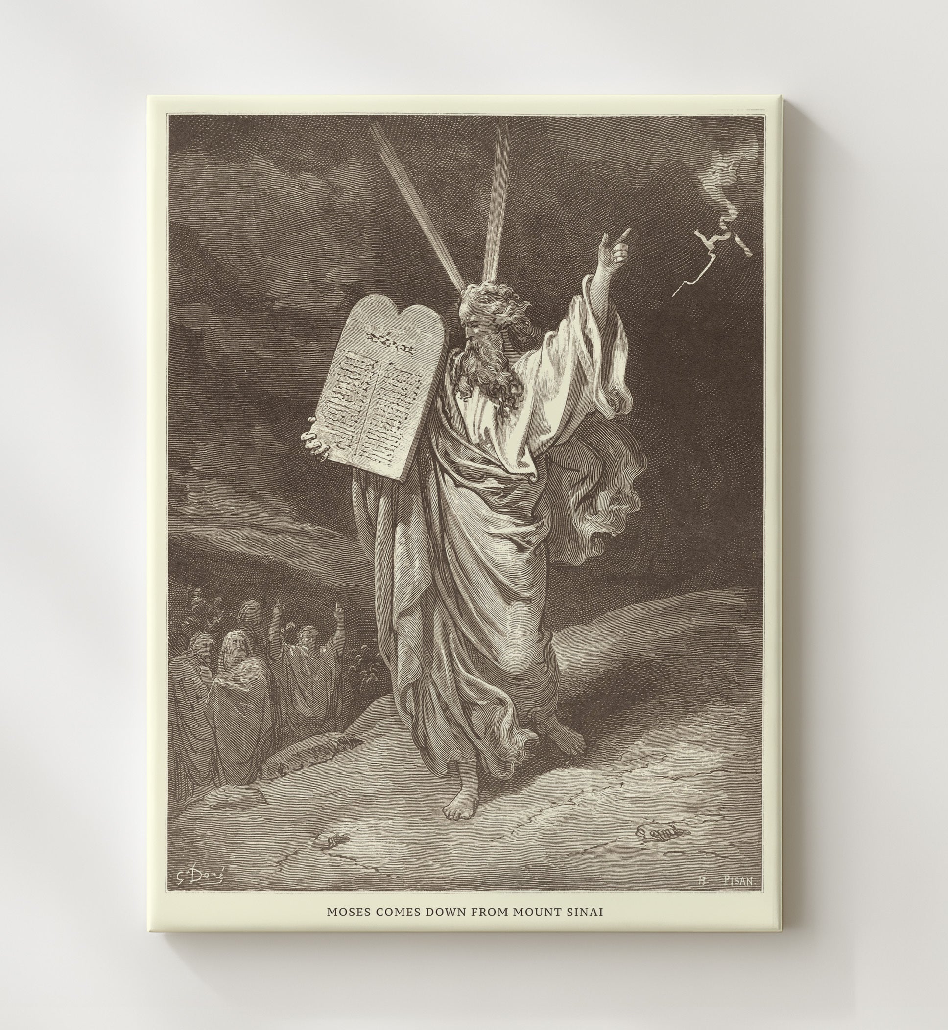 Moses Comes Down from Mount Sinai Exodus 34:29-35 Dore Bible Illustration Wall Art 20x24 Canvas wall art print