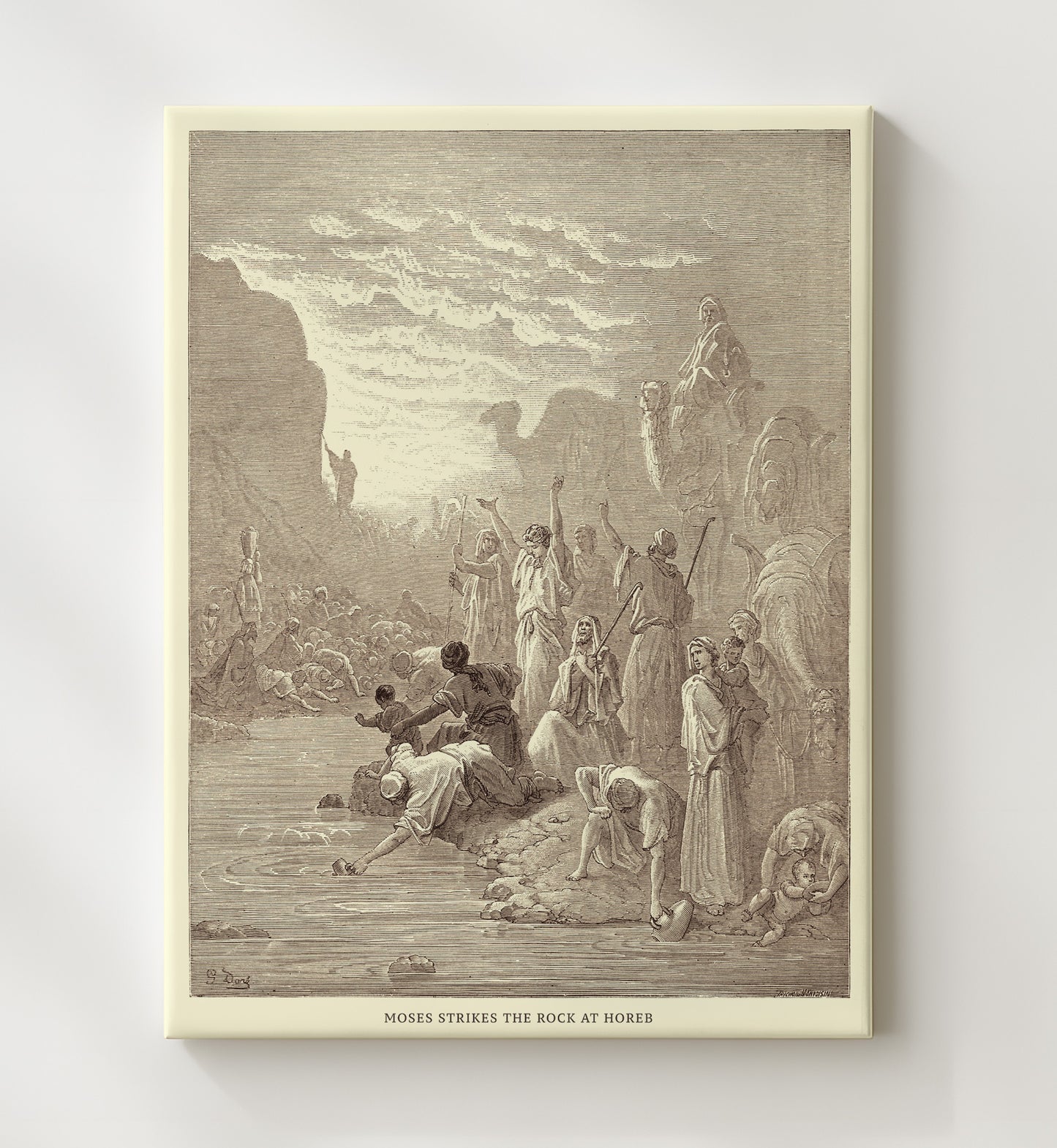 Moses Strikes the Rock at Horeb Exodus 17:1-7 Dore Bible Illustration Wall Art 20x24 Canvas wall art print