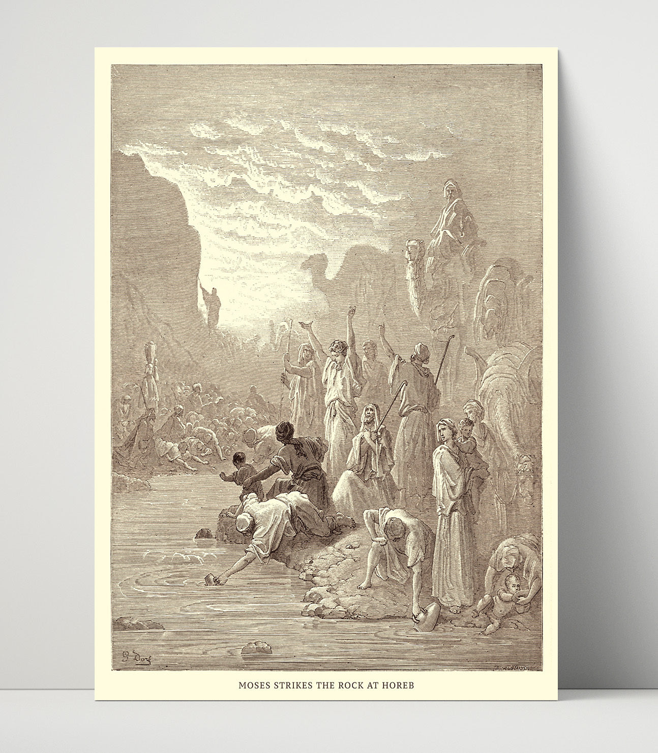Moses Strikes the Rock at Horeb Exodus 17:1-7 Dore Bible Illustration Wall Art 16x20 Unframed Print wall art print