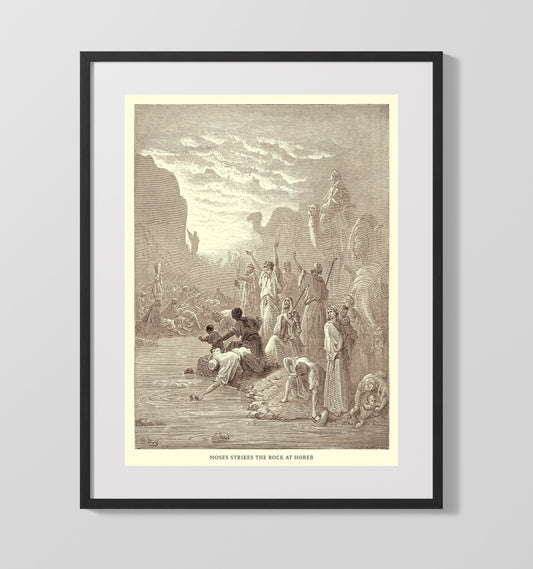 Moses Strikes the Rock at Horeb - Exodus 17:1-7 - Doré - 16x20 Gallery Frame
