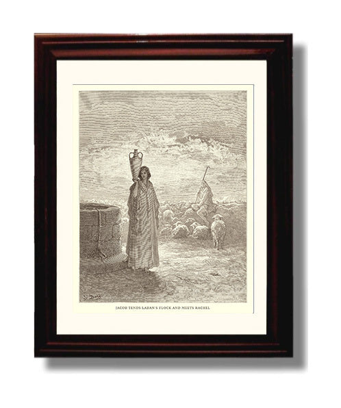 Moses and Aaron Appear Before Pharaoh Exodus 7:8-13 Dore Bible Illustration Wall Art 8x10 Beveled Frame wall art print