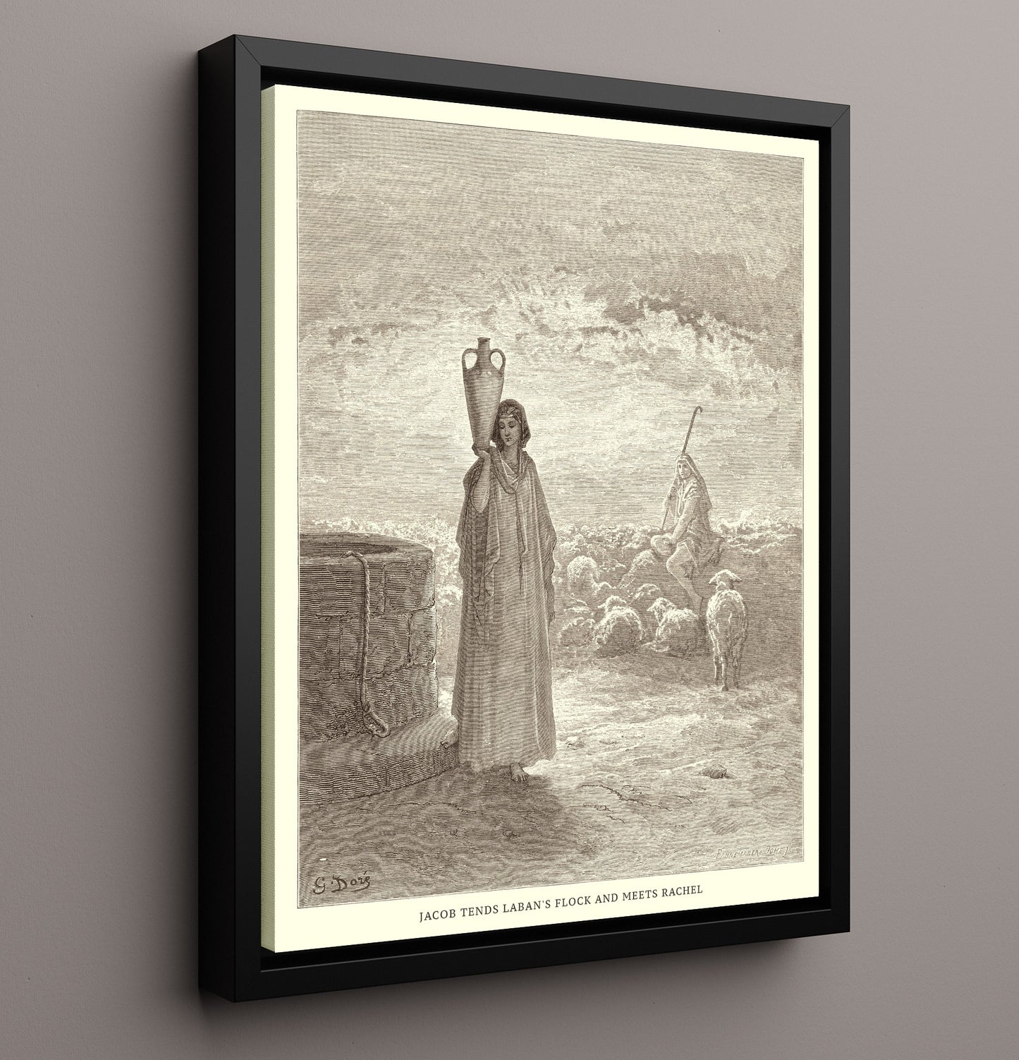 Moses and Aaron Appear Before Pharaoh Exodus 7:8-13 Dore Bible Illustration Wall Art 16x20 Framed Canvas wall art print