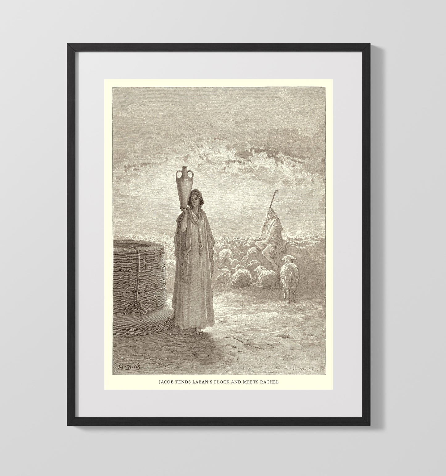 Moses and Aaron Appear Before Pharaoh Exodus 7:8-13 Dore Bible Illustration Wall Art 16x20 Gallery Frame wall art print