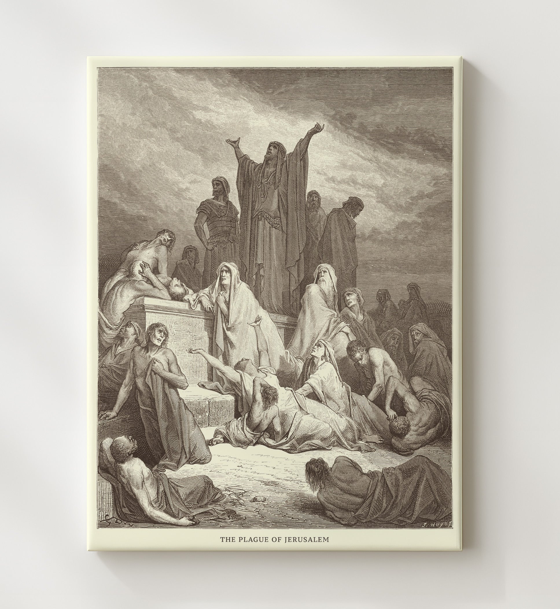 Nehemiah Views the Ruins of Jerusalems Walls Nehemiah 2:11-15 Dore Bible Illustration Wall Art 20x24 Canvas wall art print