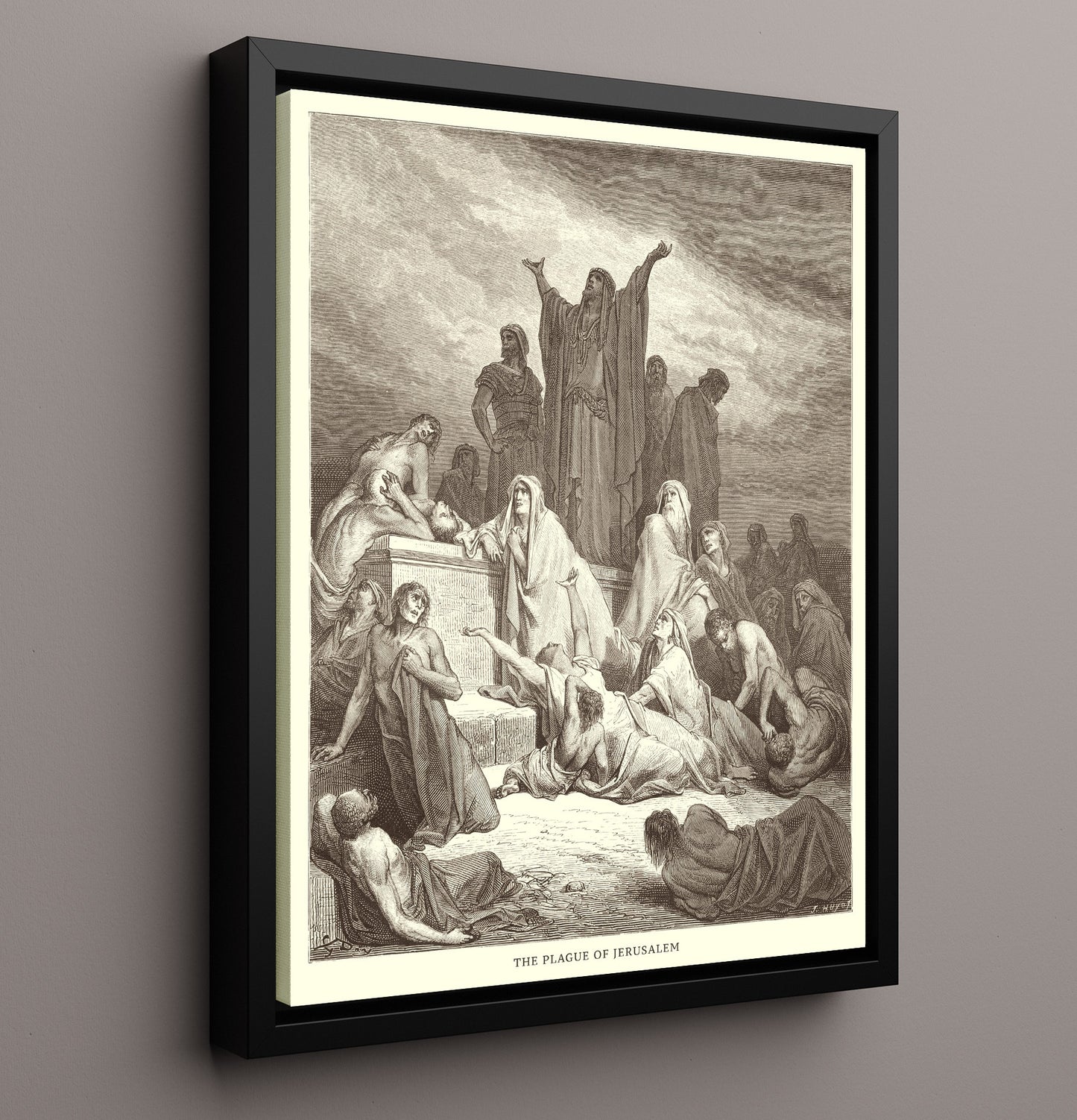 Nehemiah Views the Ruins of Jerusalems Walls Nehemiah 2:11-15 Dore Bible Illustration Wall Art 16x20 Framed Canvas wall art print