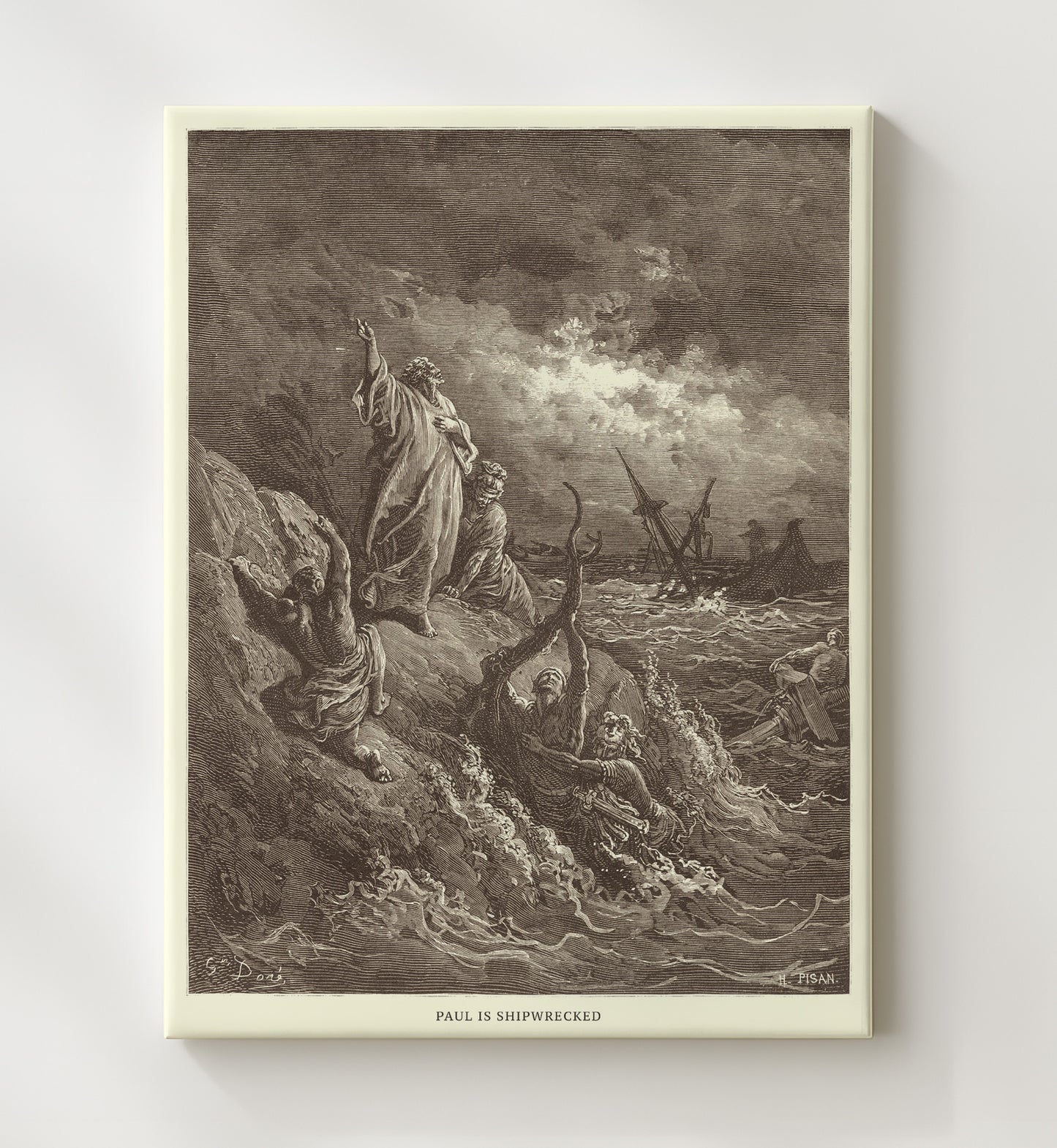Paul Is Rescued from the Crowd Acts 21:27-40 Dore Bible Illustration Wall Art 20x24 Canvas wall art print