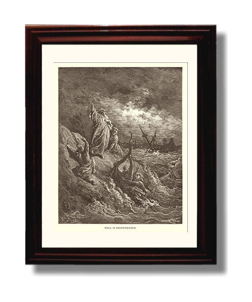 Paul Is Rescued from the Crowd Acts 21:27-40 Dore Bible Illustration Wall Art 8x10 Beveled Frame wall art print