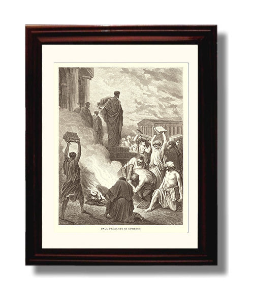 Paul Preaches to the Thessalonians Acts 17:1-4 Dore Bible Illustration Wall Art 8x10 Beveled Frame wall art print