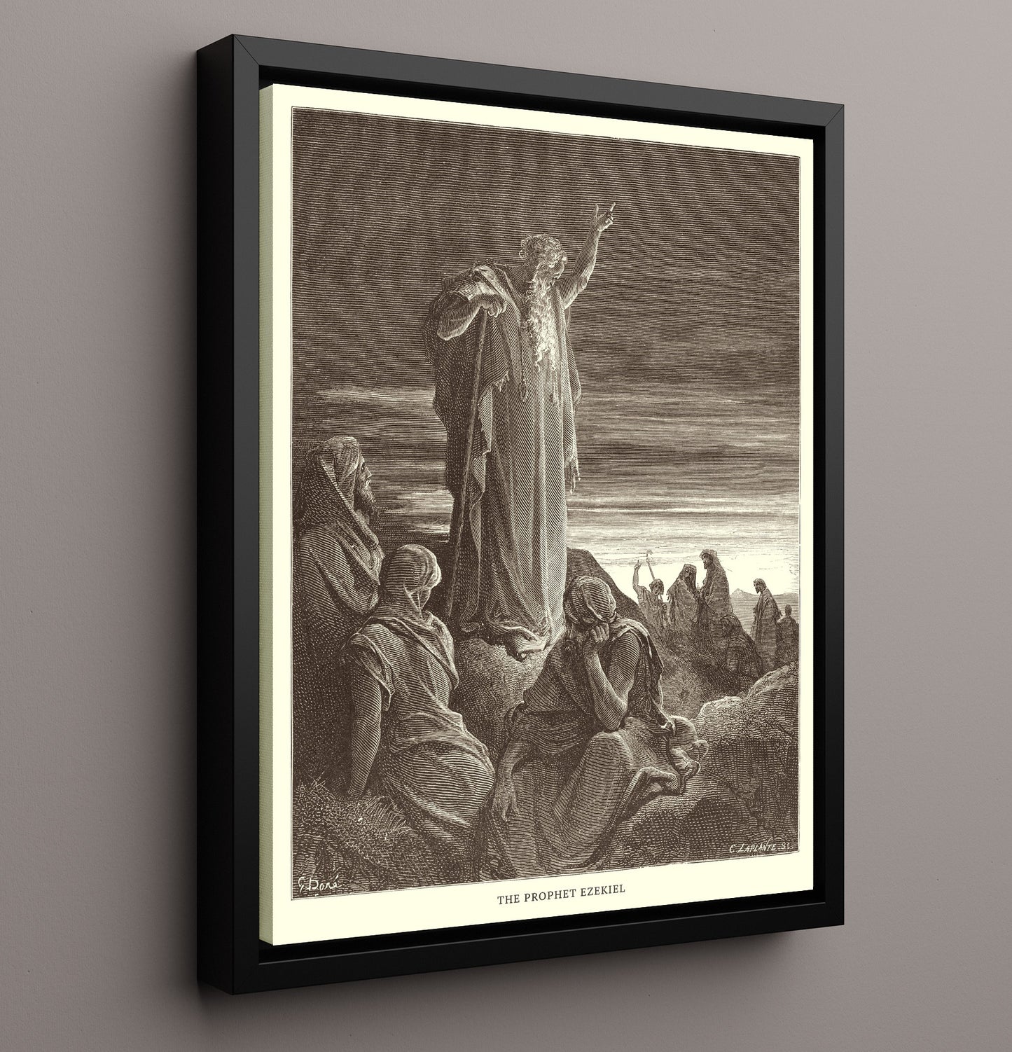 People Mourn Over the Destruction of Jerusalem Lamentations 1 Dore Bible Illustration Wall Art 16x20 Framed Canvas wall art print