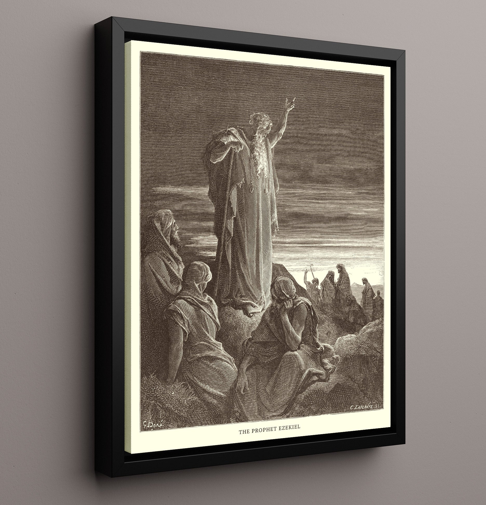 People Mourn Over the Destruction of Jerusalem Lamentations 1 Dore Bible Illustration Wall Art 16x20 Framed Canvas wall art print