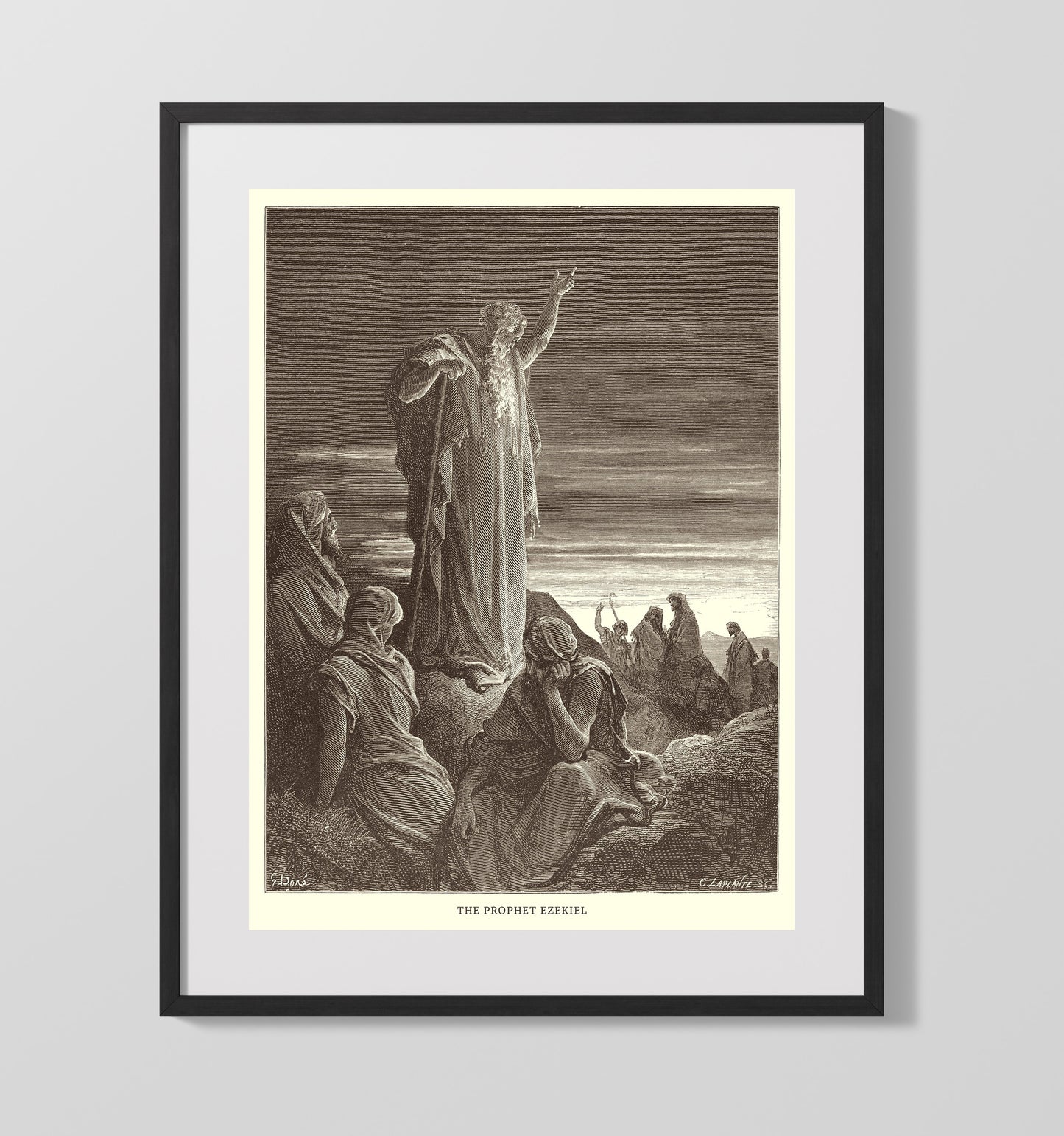 People Mourn Over the Destruction of Jerusalem Lamentations 1 Dore Bible Illustration Wall Art 16x20 Gallery Frame wall art print