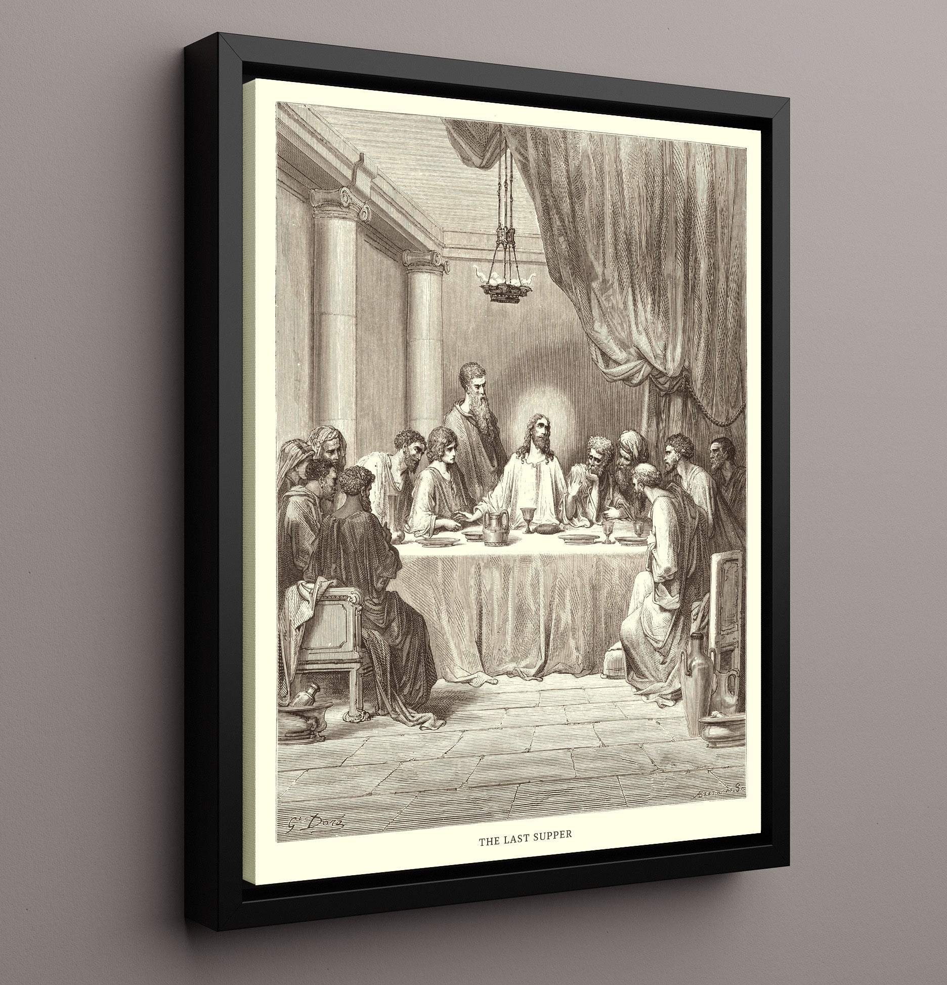 Peter Denies Knowing Jesus Luke 22:54-62 Dore Bible Illustration Wall Art 16x20 Framed Canvas wall art print