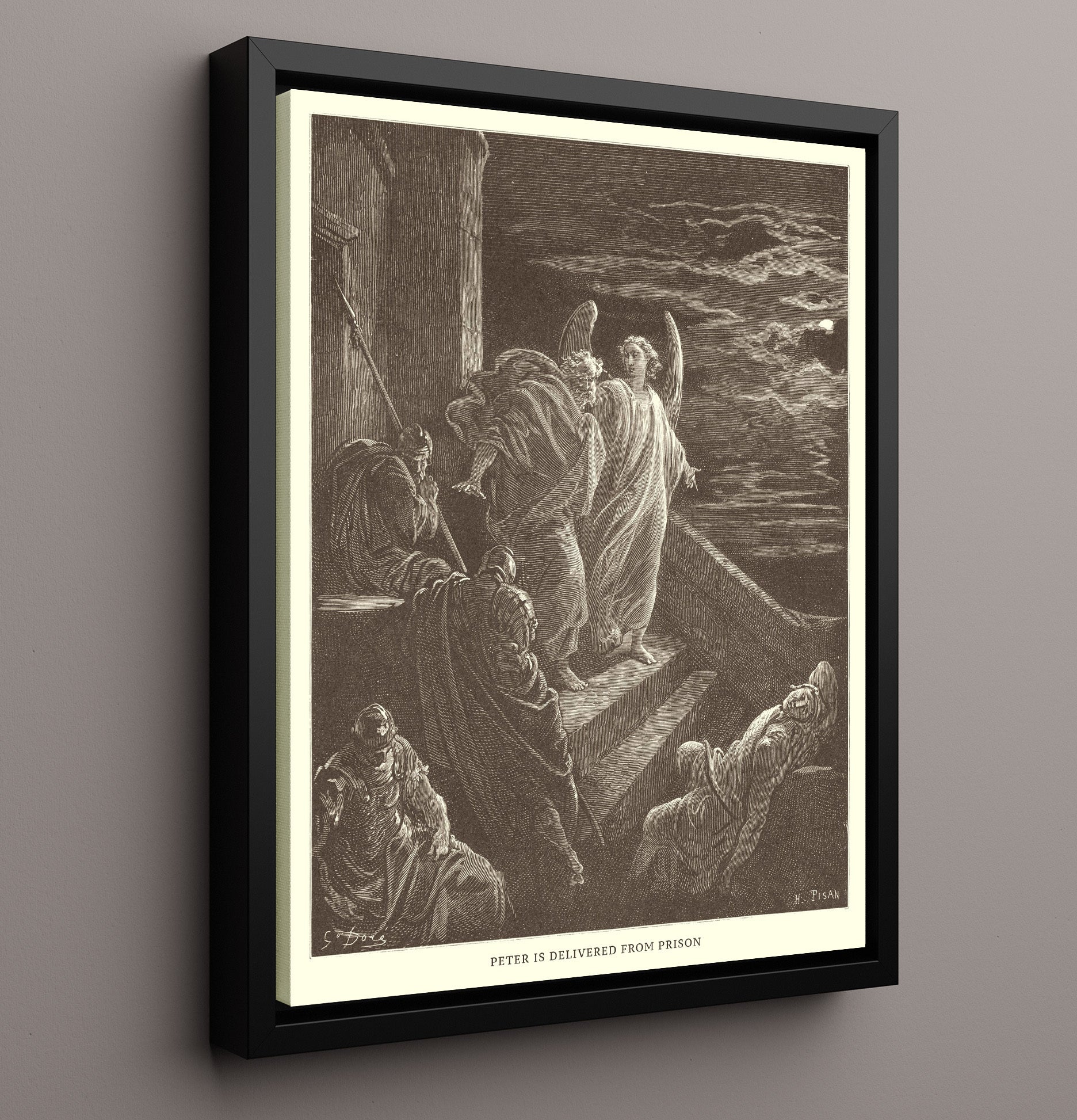 Peter Preaches in the House of Cornelius Acts 10:34-48 Dore Bible Illustration Wall Art 16x20 Framed Canvas wall art print
