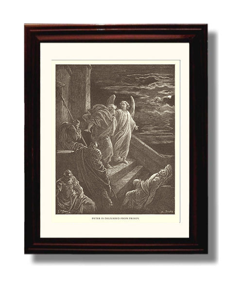 Peter Preaches in the House of Cornelius Acts 10:34-48 Dore Bible Illustration Wall Art 8x10 Beveled Frame wall art print