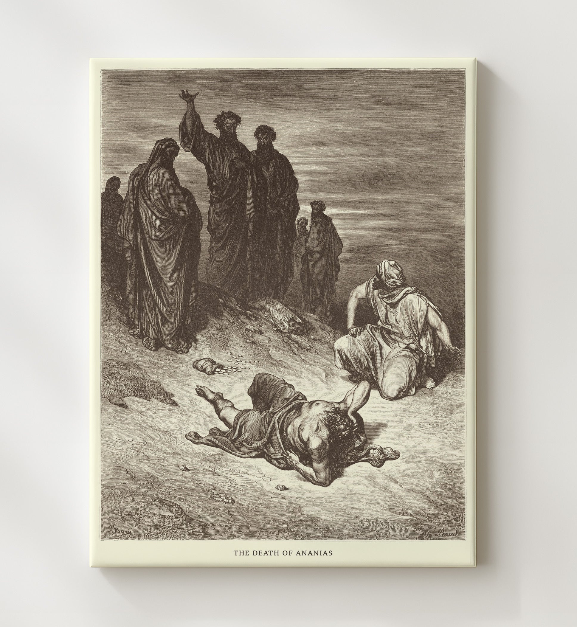 Peter and John at the Beautiful Gate Acts 3:1-10 Dore Bible Illustration Wall Art 20x24 Canvas wall art print