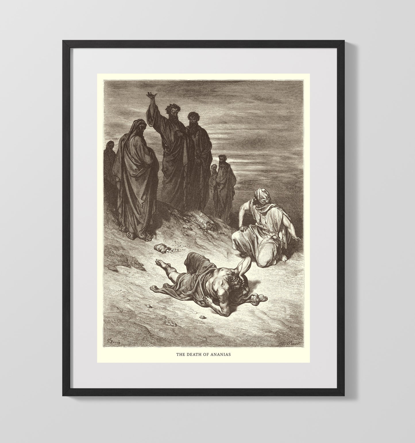 Peter and John at the Beautiful Gate Acts 3:1-10 Dore Bible Illustration Wall Art 16x20 Gallery Frame wall art print