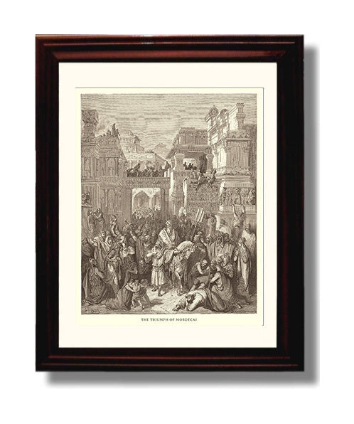 Queen Vashti Refuses to Obey Ahasuerus Command Esther 1:10-22 Dore Bible Illustration Wall Art 8x10 Beveled Frame wall art print