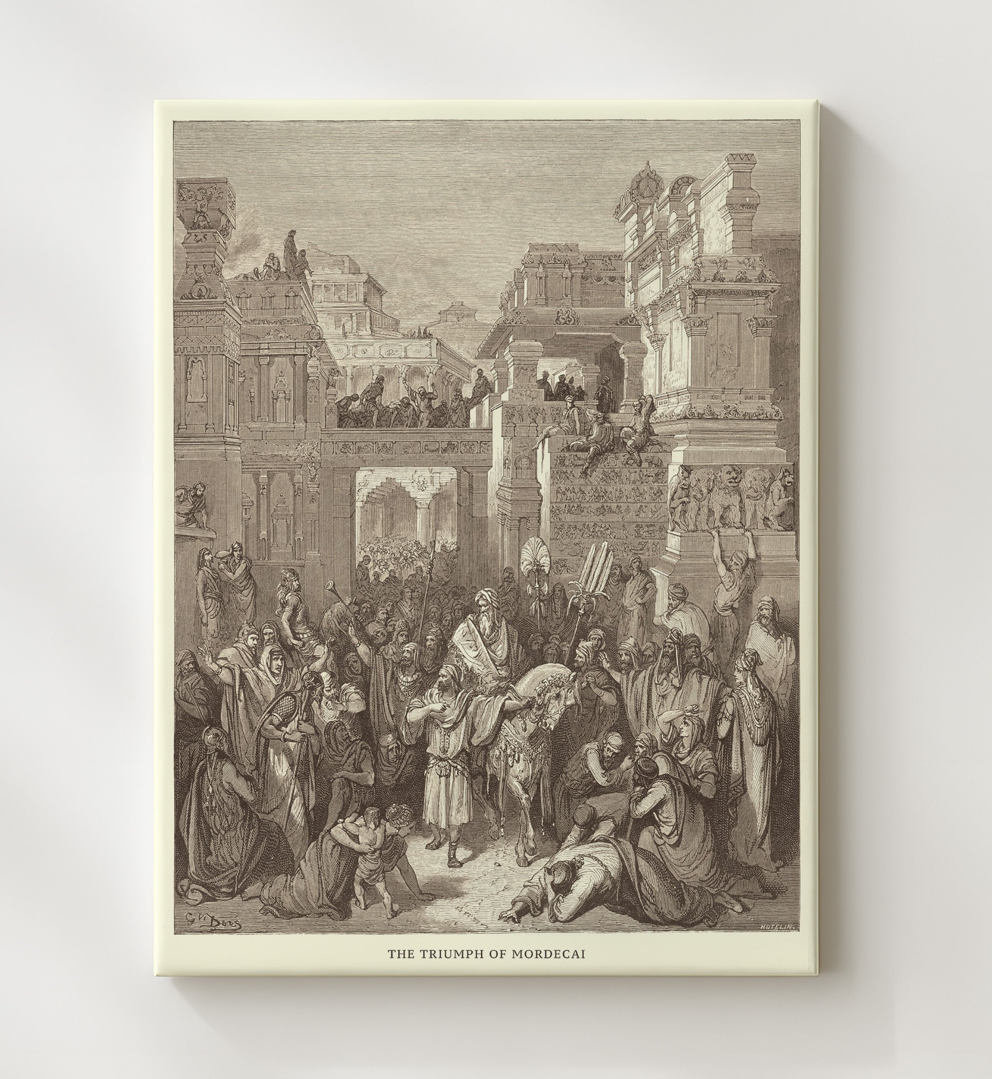 Queen Vashti Refuses to Obey Ahasuerus Command Esther 1:10-22 Dore Bible Illustration Wall Art 20x24 Canvas wall art print