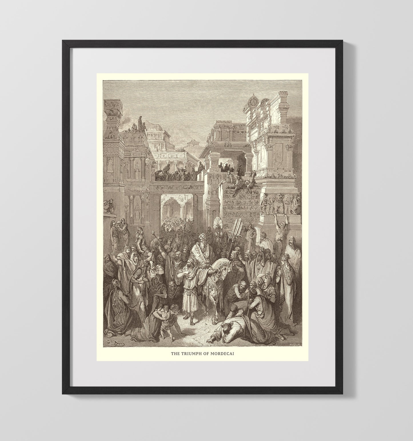 Queen Vashti Refuses to Obey Ahasuerus Command Esther 1:10-22 Dore Bible Illustration Wall Art 16x20 Gallery Frame wall art print