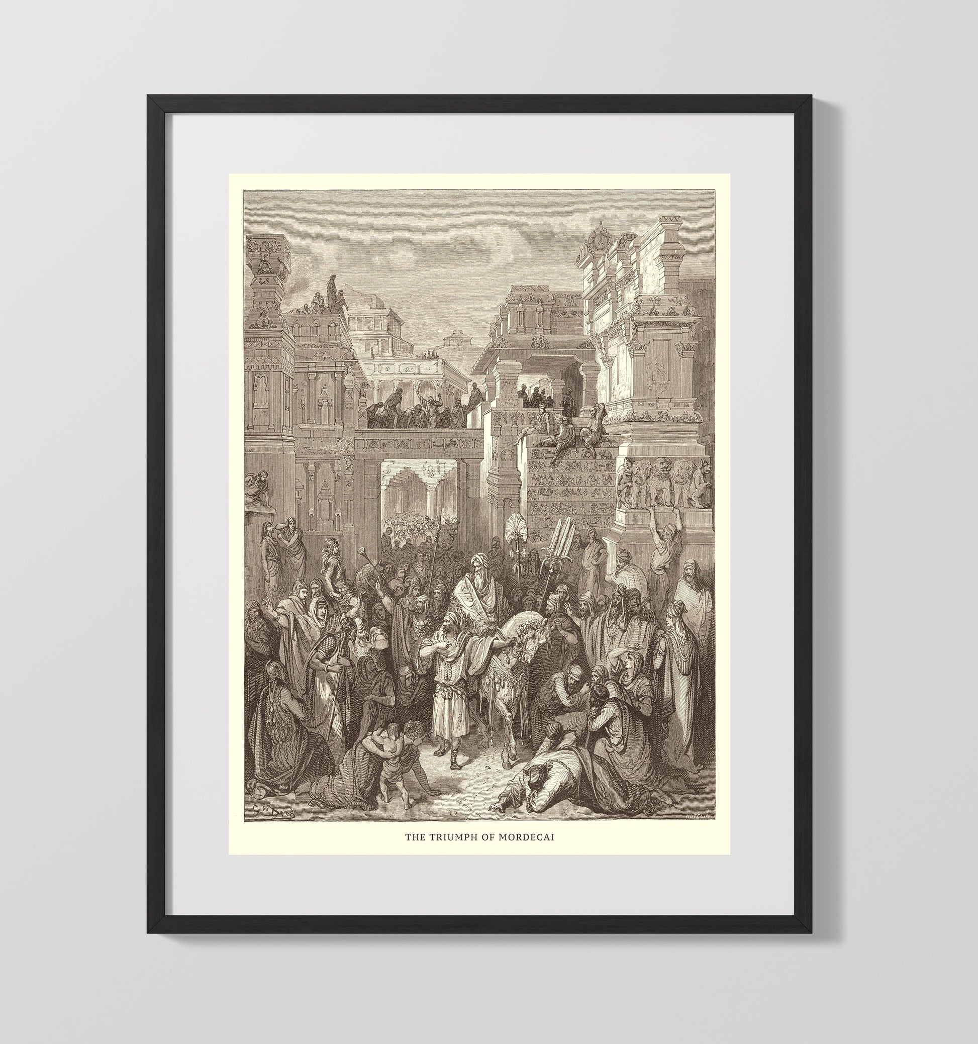 Queen Vashti Refuses to Obey Ahasuerus Command Esther 1:10-22 Dore Bible Illustration Wall Art 16x20 Gallery Frame wall art print