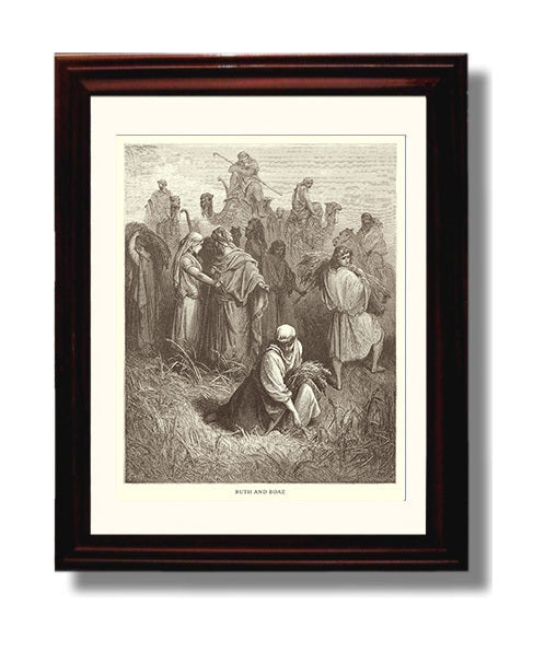 Ruth and Boaz Ruth 2:8-16 Dore Bible Illustration Wall Art 8x10 Beveled Frame wall art print