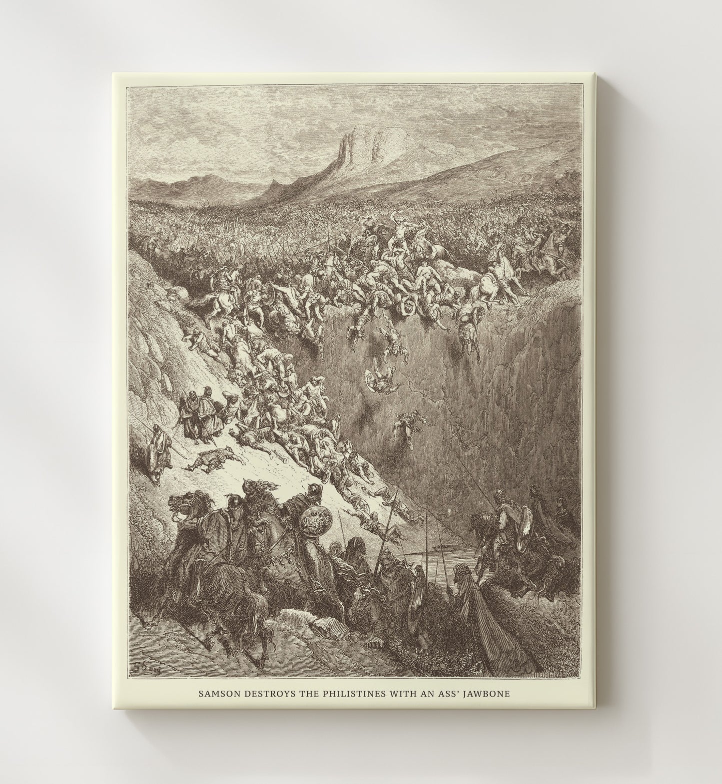 Samson Destroys the Philistines with an Asss Jawbone Judges 15:14-17 Dore Bible Illustration Wall Art 20x24 Canvas wall art print