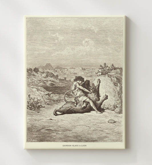 Samson Slays a Lion - Judges 14:5-6 - Doré - 20x24 Canvas
