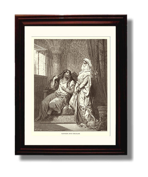 Samson and Delilah Judges 16:4-21 Dore Bible Illustration Wall Art 8x10 Beveled Frame wall art print