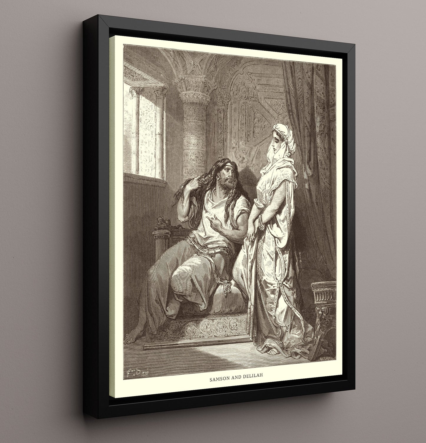 Samson and Delilah Judges 16:4-21 Dore Bible Illustration Wall Art 16x20 Framed Canvas wall art print