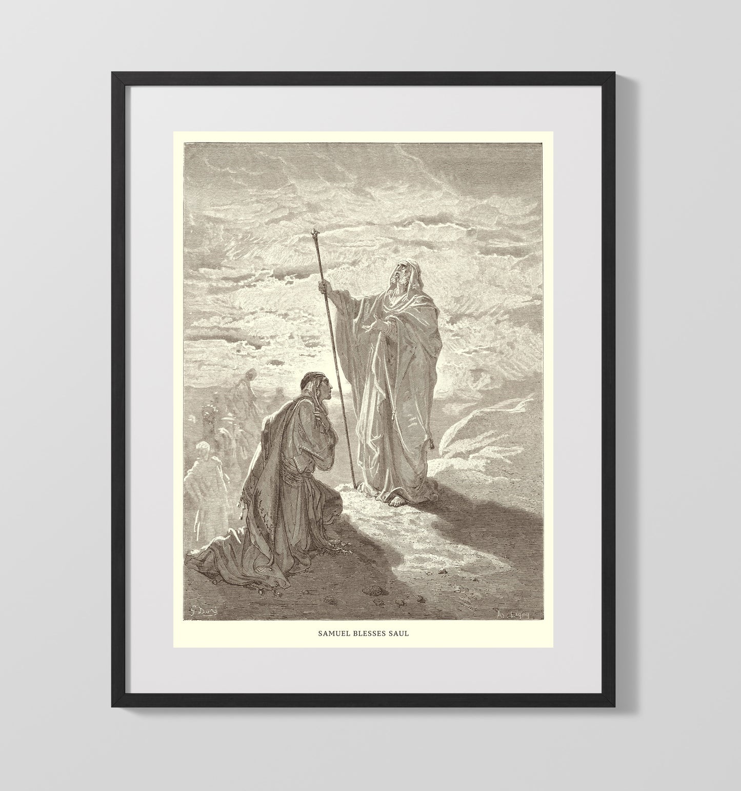 Samuel Blesses Saul 1 Samuel 10:1 Dore Bible Illustration Wall Art 16x20 Gallery Frame wall art print