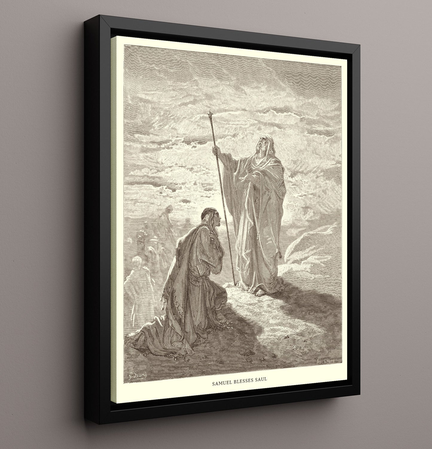Samuel Blesses Saul 1 Samuel 10:1 Dore Bible Illustration Wall Art 16x20 Framed Canvas wall art print