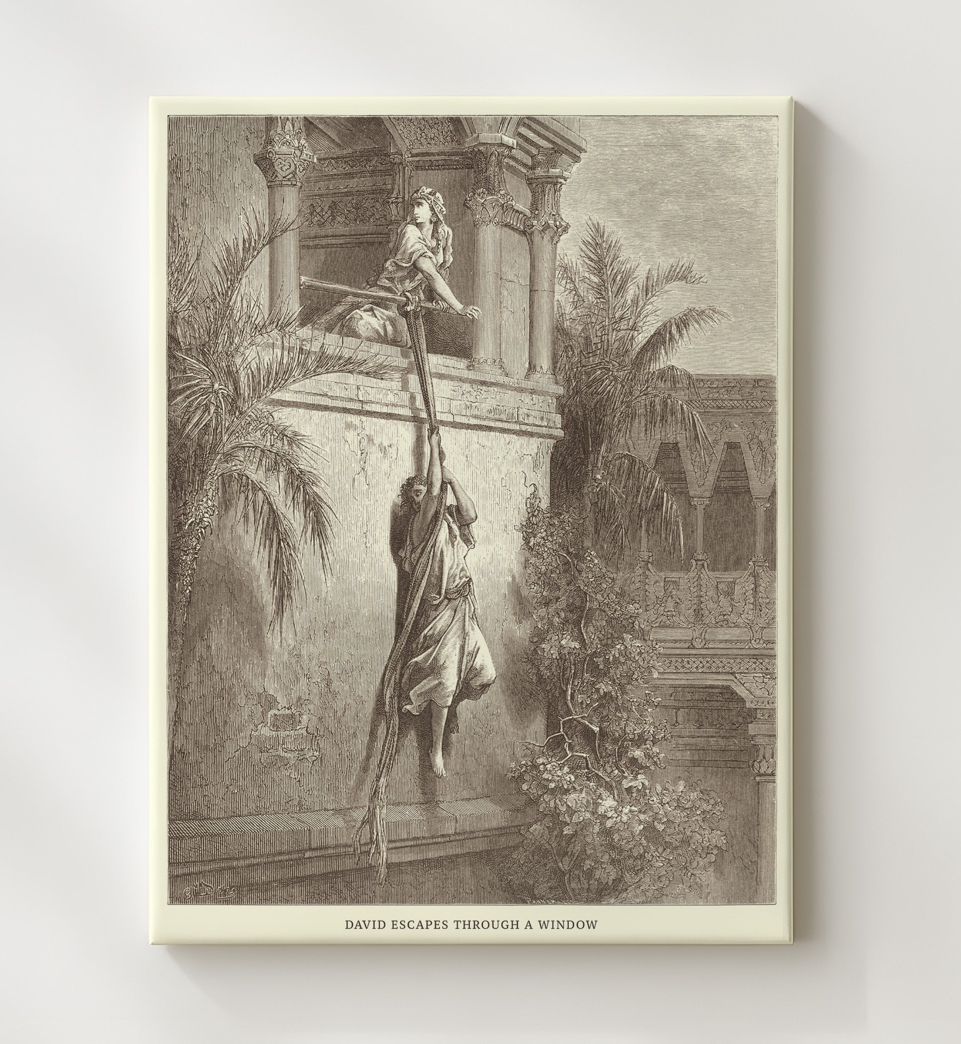 Saul Attempts to Kill David 1 Samuel 18:10-11 Dore Bible Illustration Wall Art 20x24 Canvas wall art print
