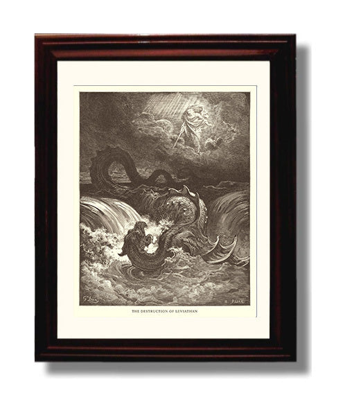 Shadrach Meshach and Abed-Nego in the Furnace Daniel 3:19-27 Dore Bible Illustration Wall Art 8x10 Beveled Frame wall art print