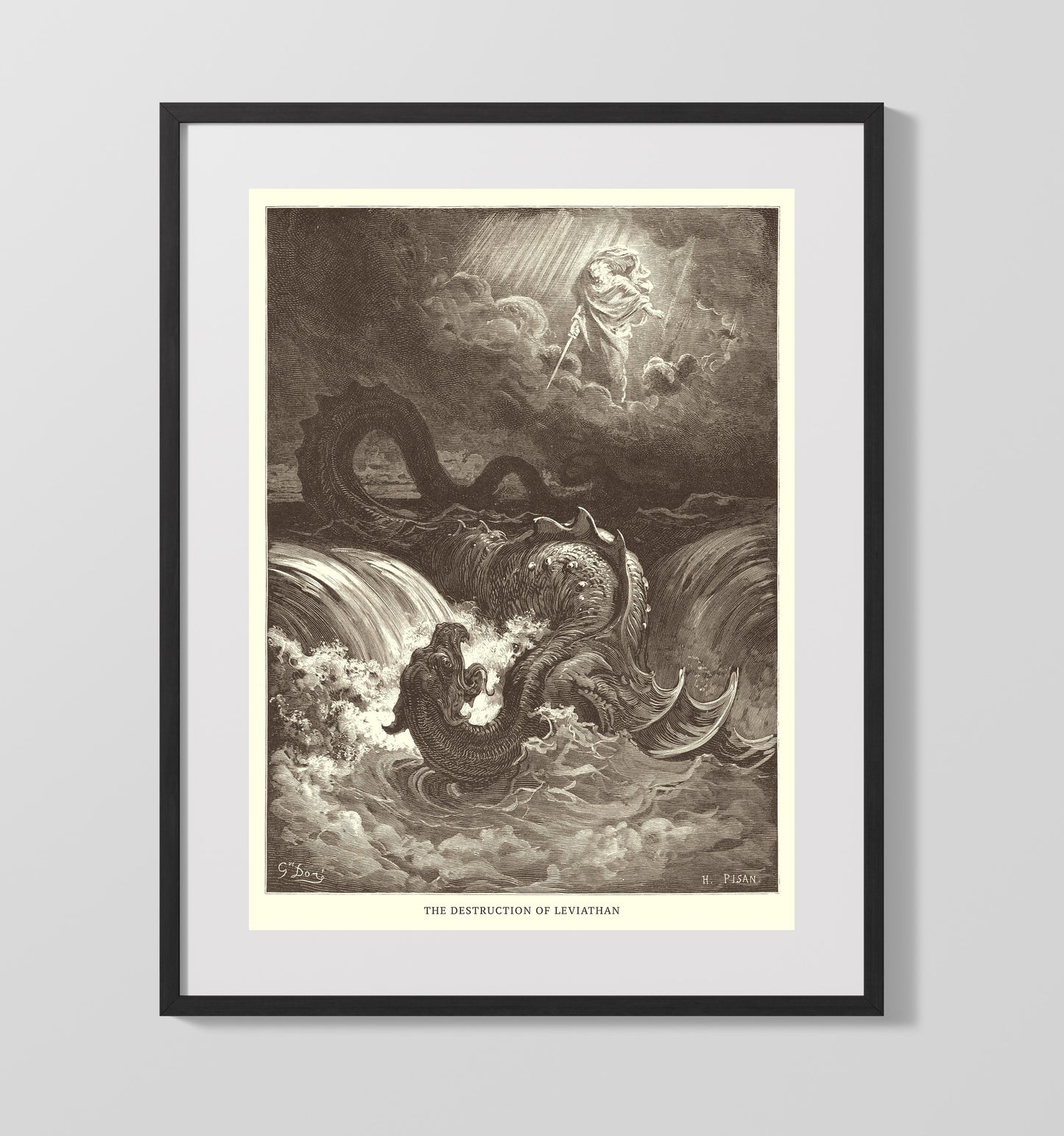 Shadrach Meshach and Abed-Nego in the Furnace Daniel 3:19-27 Dore Bible Illustration Wall Art 16x20 Gallery Frame wall art print