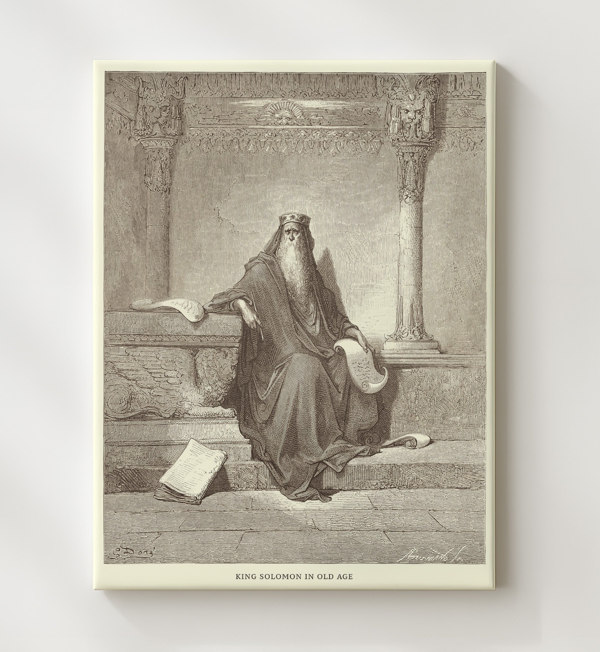 Solomon Receives the Queen of Sheba 1 Kings 10:1-13 Dore Bible Illustration Wall Art 20x24 Canvas wall art print