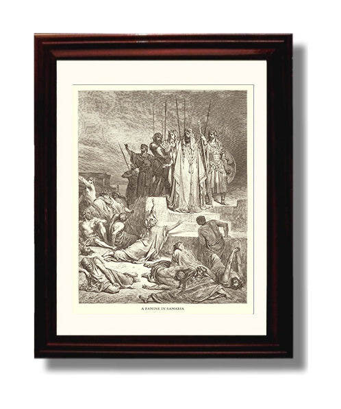 Some Children Are Destroyed by Bears 2 Kings 2:23-25 Dore Bible Illustration Wall Art 8x10 Beveled Frame wall art print