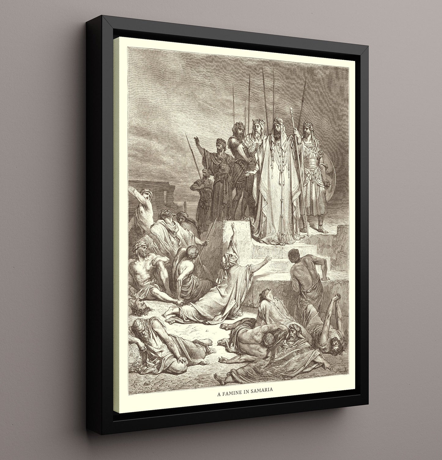Some Children Are Destroyed by Bears 2 Kings 2:23-25 Dore Bible Illustration Wall Art 16x20 Framed Canvas wall art print