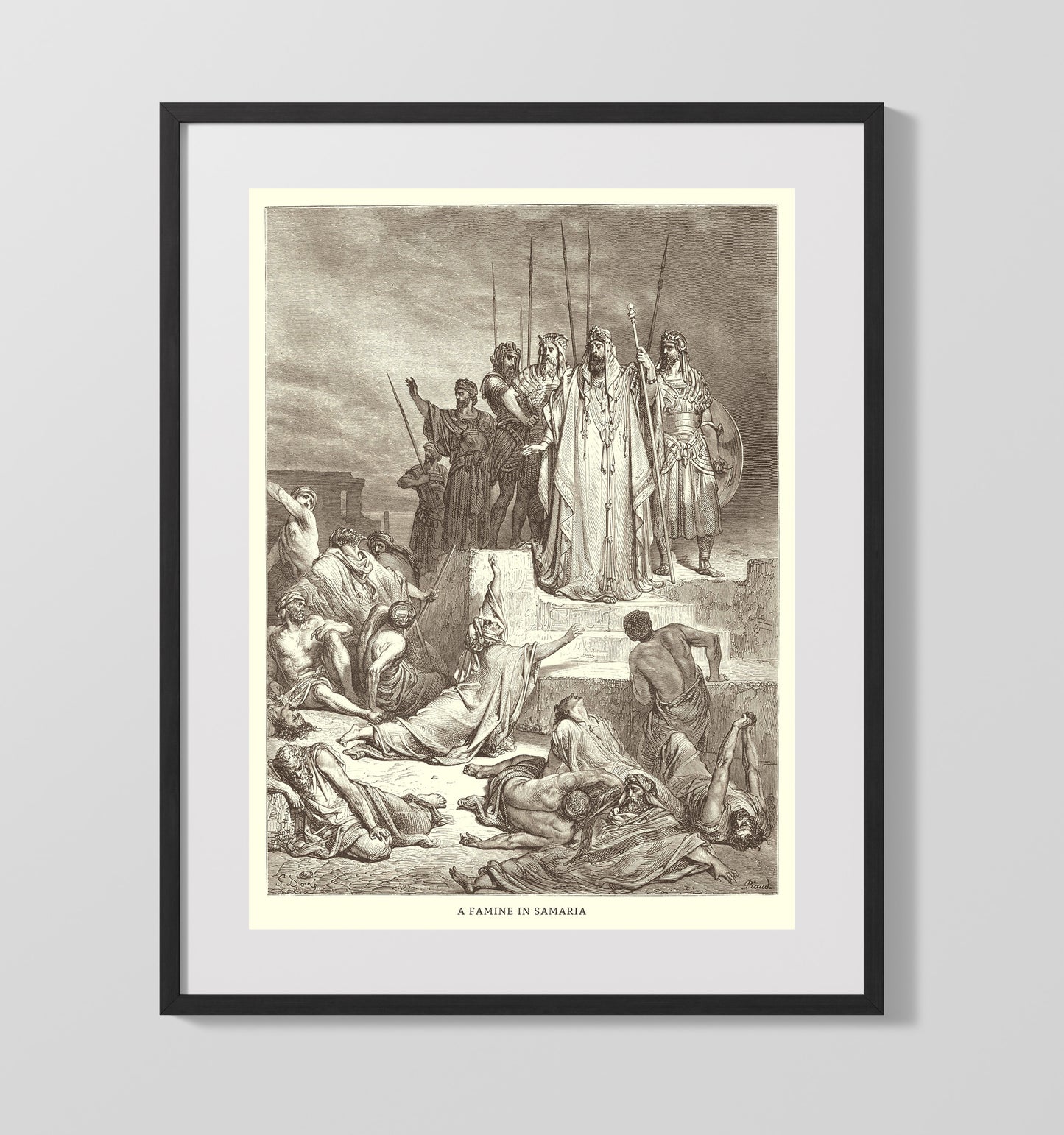 Some Children Are Destroyed by Bears 2 Kings 2:23-25 Dore Bible Illustration Wall Art 16x20 Gallery Frame wall art print